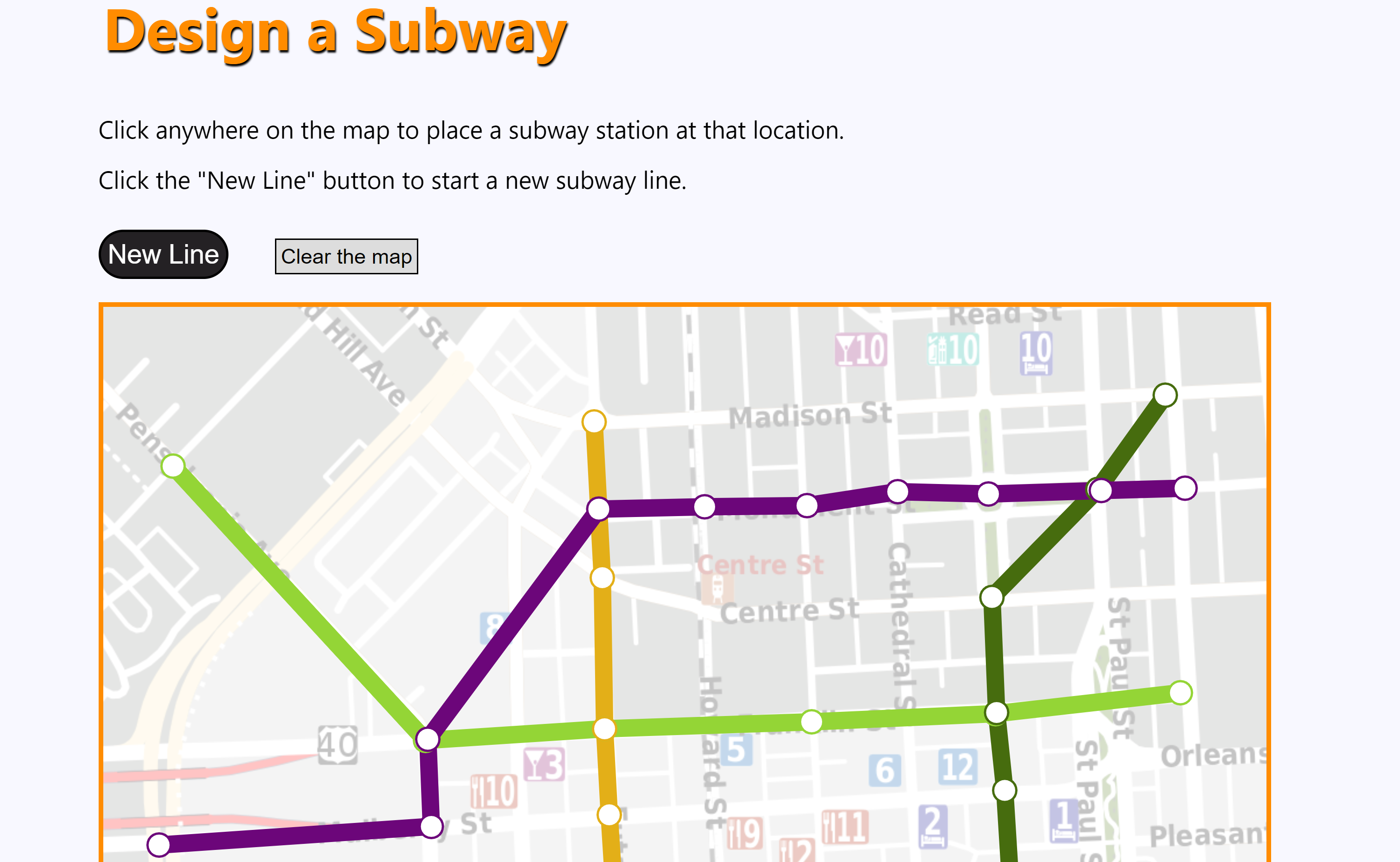 screenshot of Design a Subway app