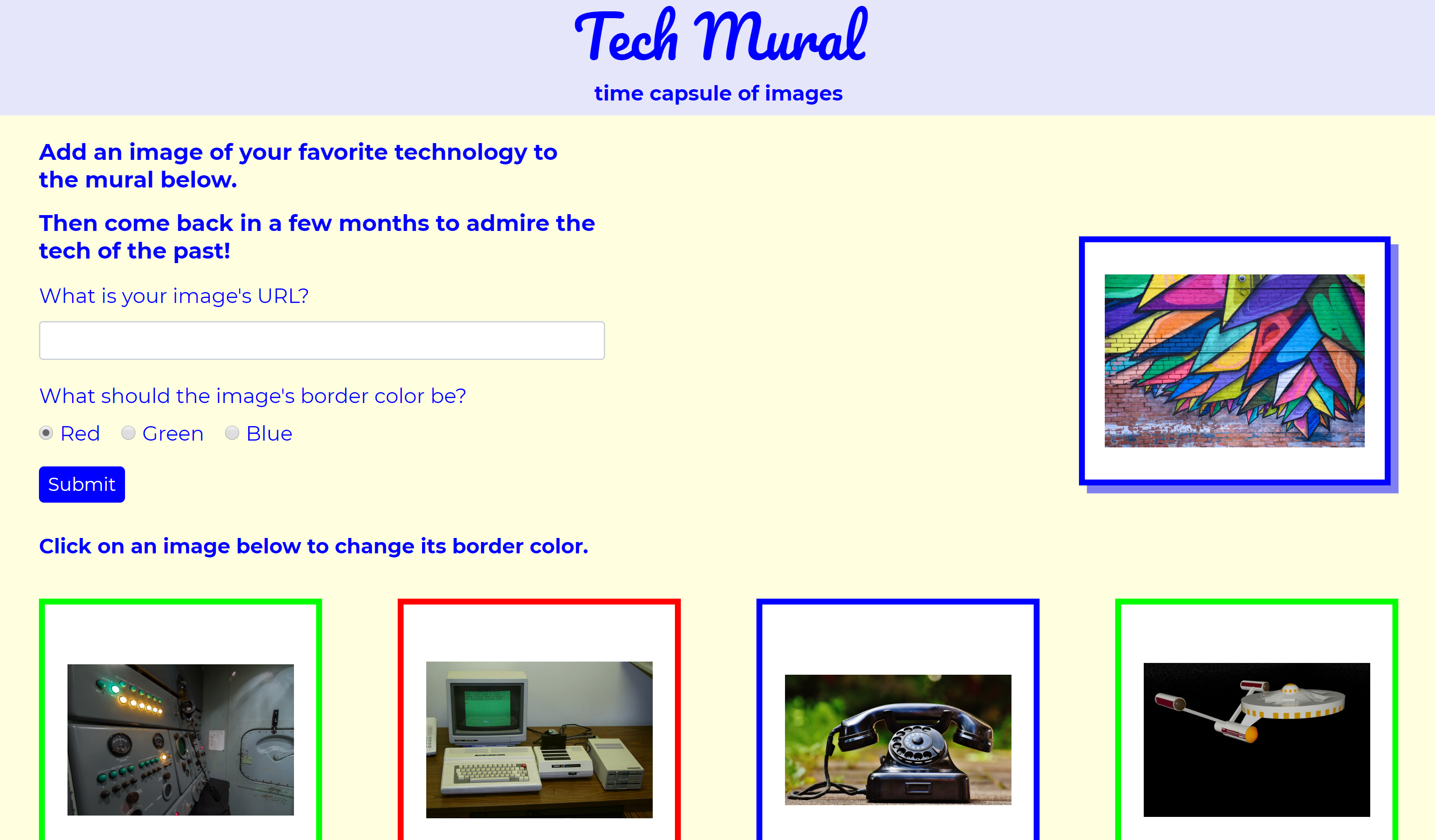 screenshot of Tech Mural app