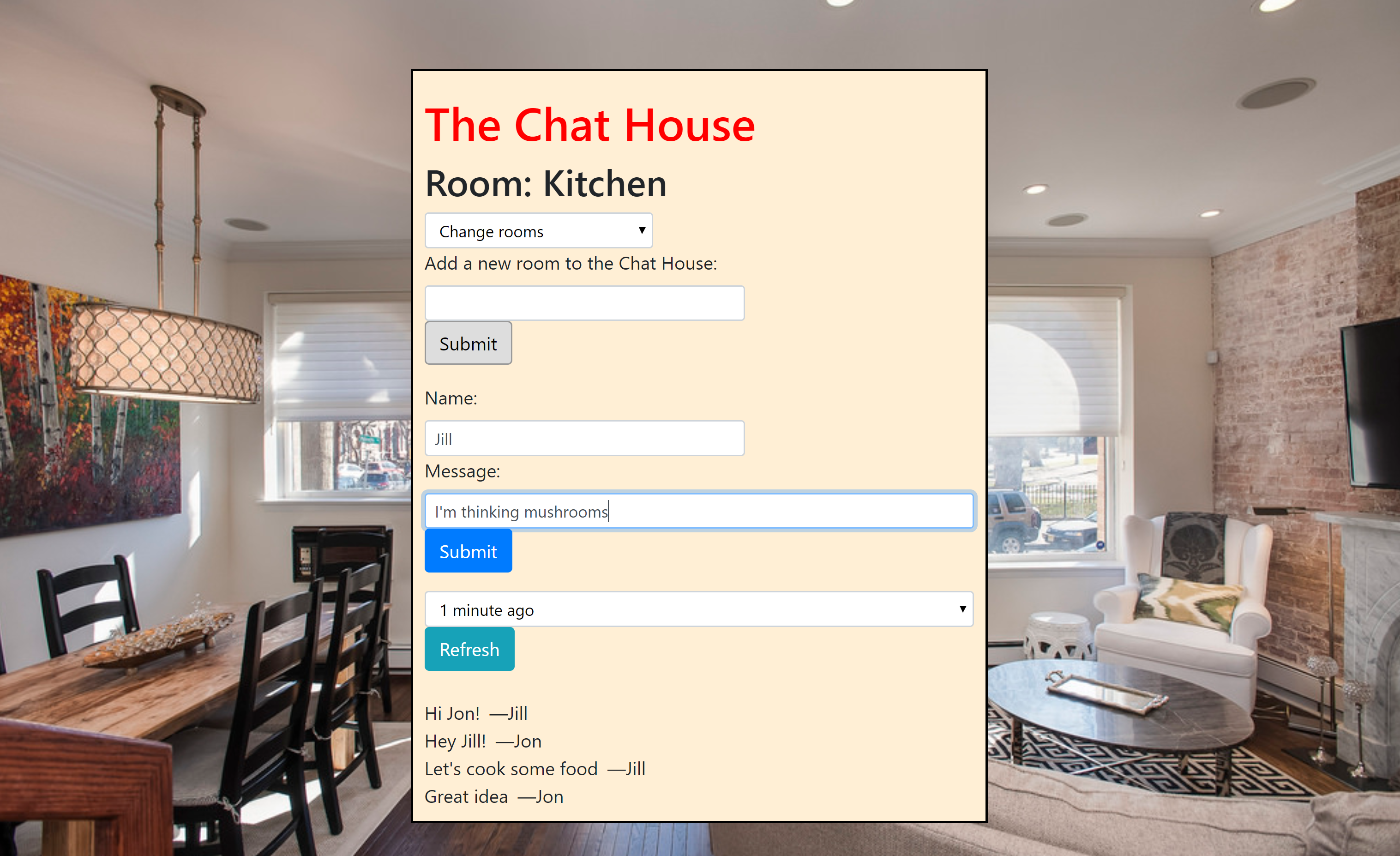 screenshot of Chat House web app