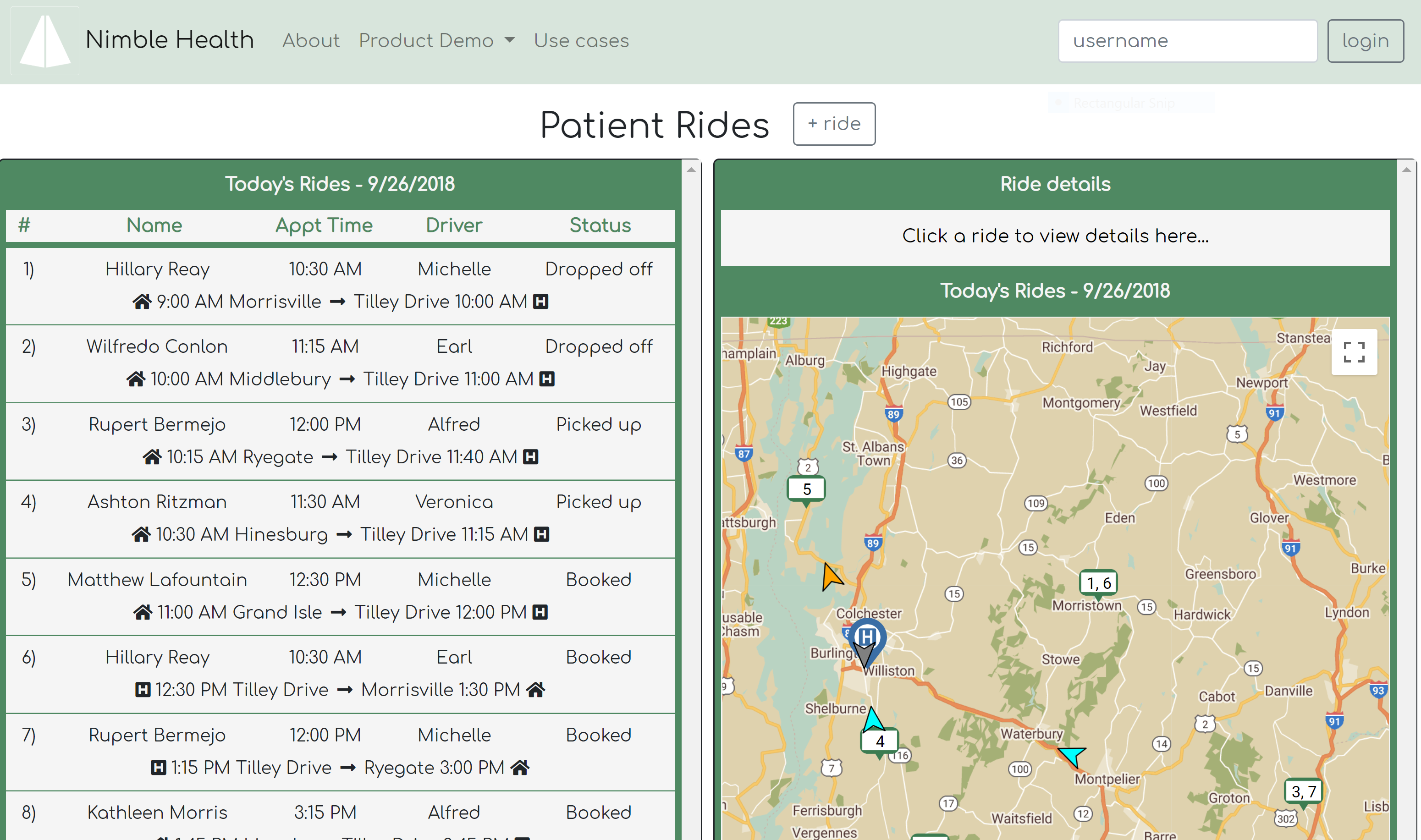 screenshot of Nimble Health website