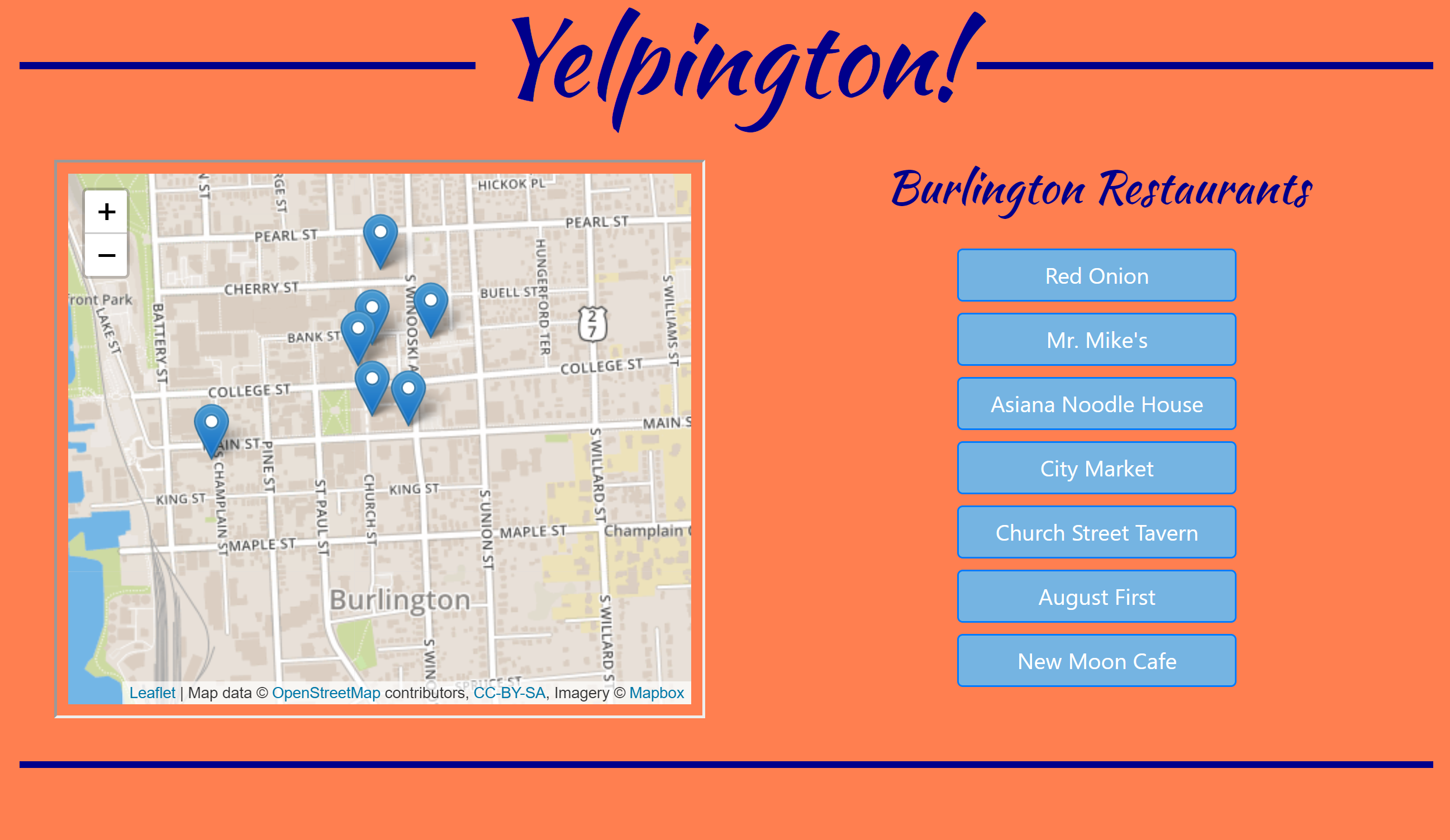 screenshot of Yelpington website